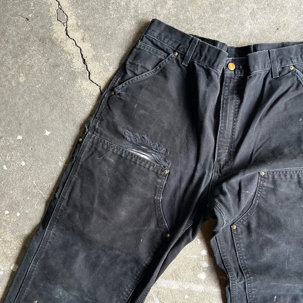 Carhartt faded black double knee work wear carpenter pants - Picture 3 of 12
